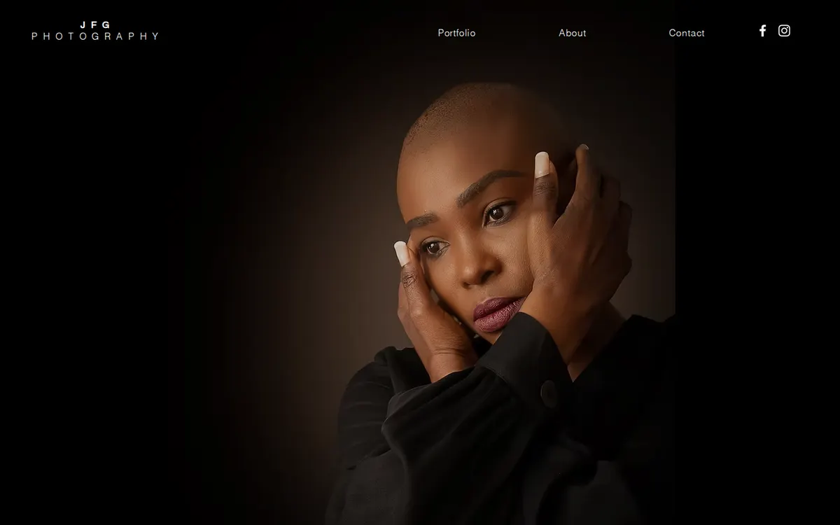 JFG Photography homepage on a desktop screen