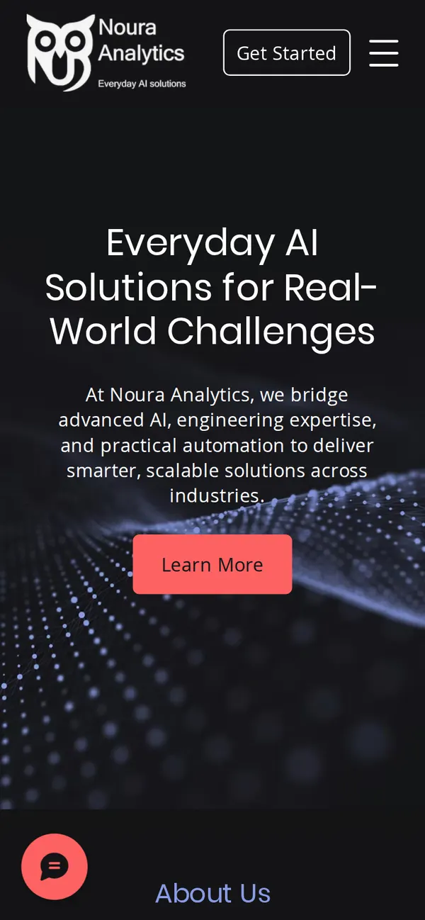 Noura Analytics homepage on a phone