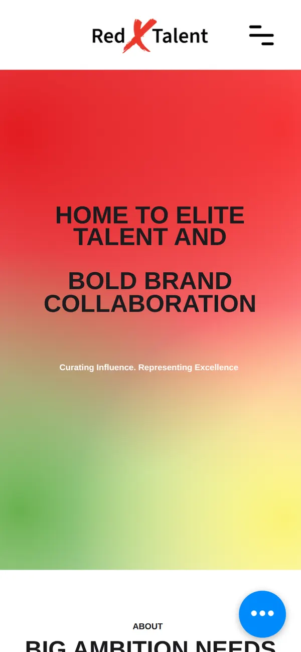 Red X Talent homepage on a phone