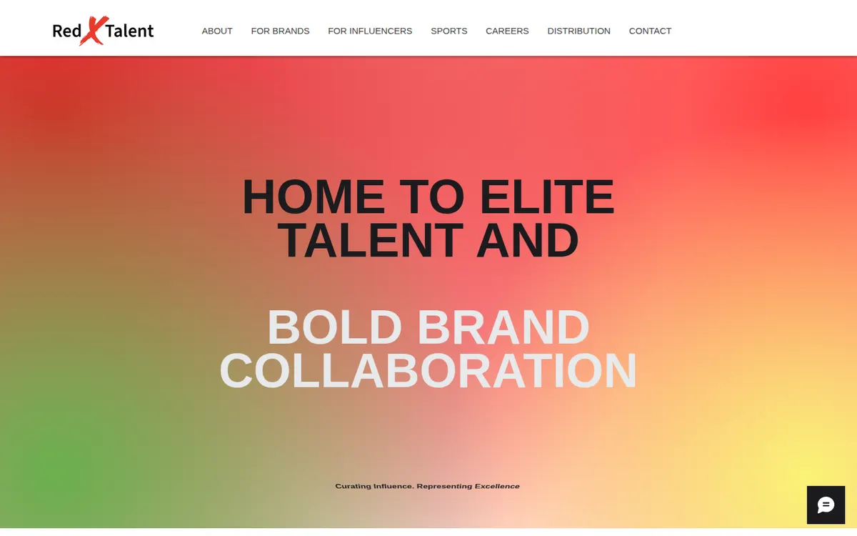 Red X Talent homepage on a desktop screen